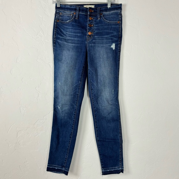 Madewell Denim - Madewell Jeans Denim 10" High Rise Skinny Drop Hem Rose Cliff‎ Dark Blue Wash